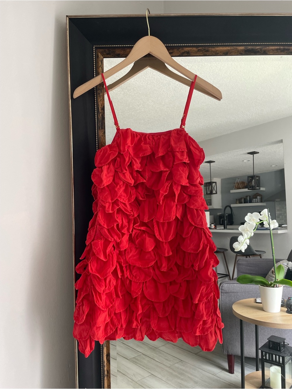 Leifsdottir Silk Petal Dress in Vibrant Red - Picture 2 of 5